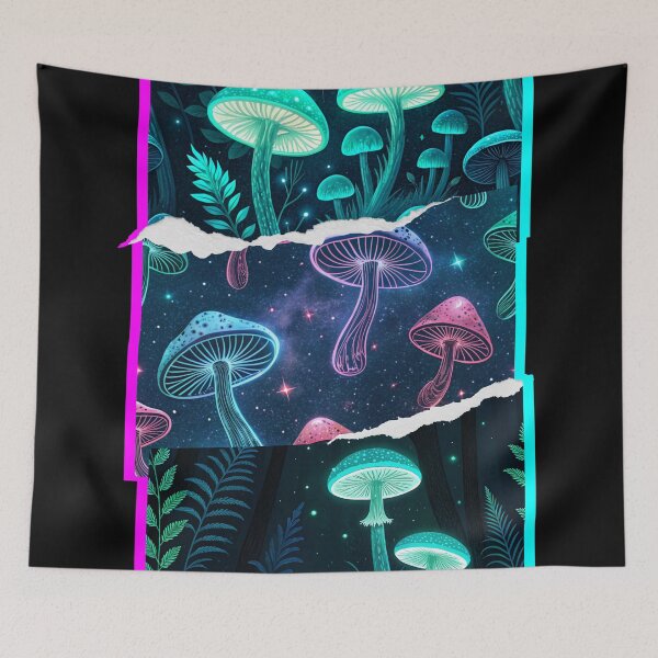 Item preview, Glow in the Dark Mushrooms – Trippy Cosmic Forest Vibe designed and sold by Szpaku desart .