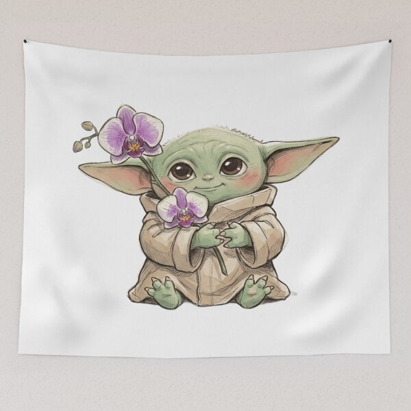 Item preview, BABY YODA WITH ORCHID FLOWER CUTE GROGU FLORAL AESTHETIC designed and sold by LIS AND MELIVERSO.