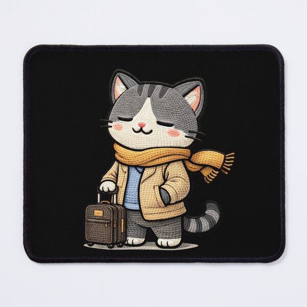 Item preview, Travel Mood Cat Wanderlust Aesthetic | Cute Kawaii Animal Embroidery Style designed and sold by ColorSplash123.
