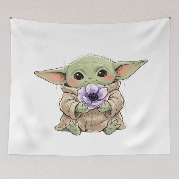 Item preview, BABY YODA WITH ANEMONE FLOWER CUTE GROGU FLORAL AESTHETIC designed and sold by LIS AND MELIVERSO.