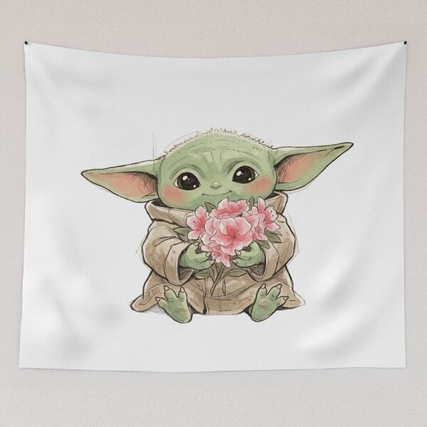 Item preview, BABY YODA WITH AZALEA FLOWER CUTE GROGU FLORAL AESTHETIC designed and sold by LIS AND MELIVERSO.