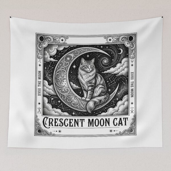 Item preview, Tarot Card Crescent Moon And Cat designed and sold by Blok45.