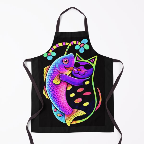 Item preview, Neon Cat Hugging Cosmic Fish designed and sold by ZunZunArt.