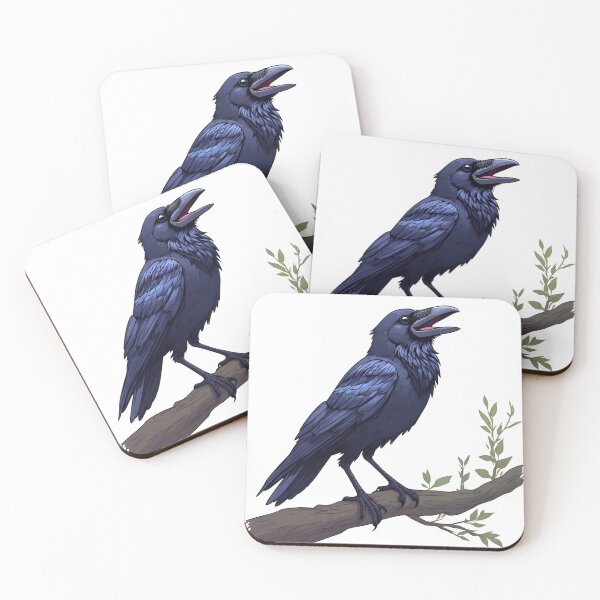 Artikelvorschau, Rabenruf auf Ast – Illustration aus der dunklen Natur entworfen und verkauft von Karolina’s Cozy Creations.