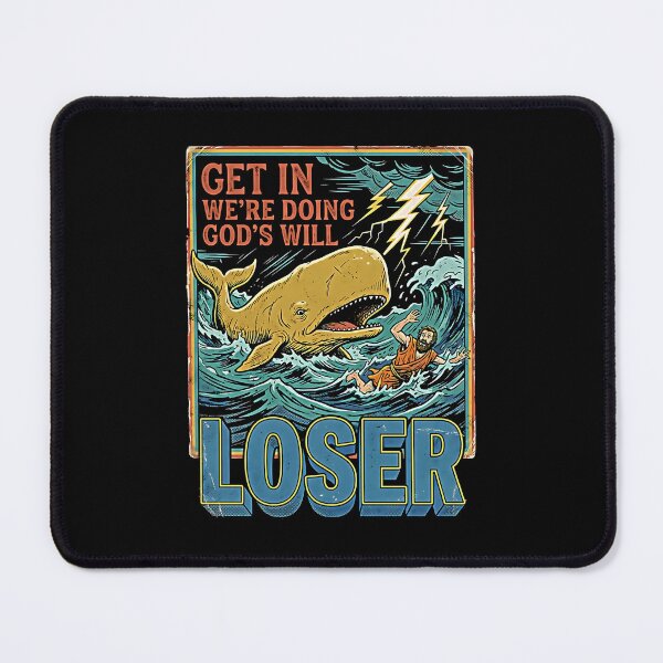 Item preview, Get In Loser We're Doing God's Will Funny Golden Whale Storm Ocean Retro designed and sold by graphixpolash.