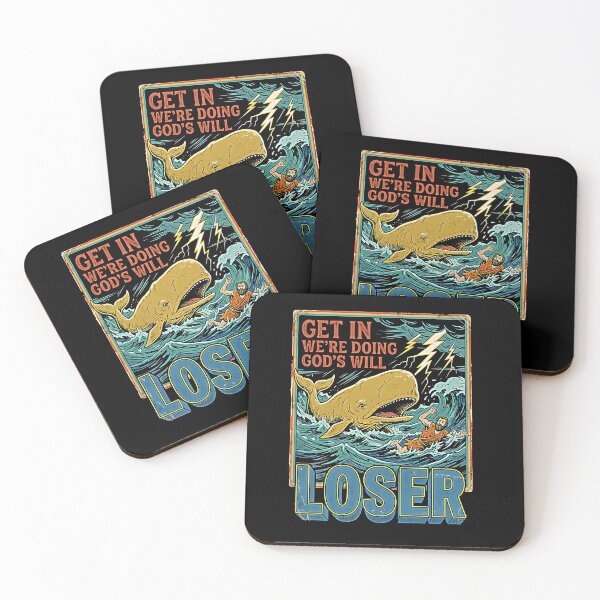 Item preview, Get In Loser We're Doing God's Will Funny Golden Whale Storm Ocean Retro designed and sold by graphixpolash.
