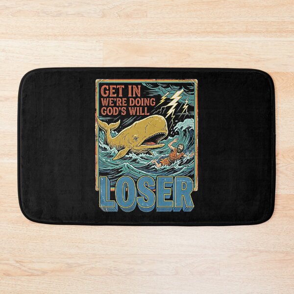 Item preview, Get In Loser We're Doing God's Will Funny Golden Whale Storm Ocean Retro designed and sold by graphixpolash.