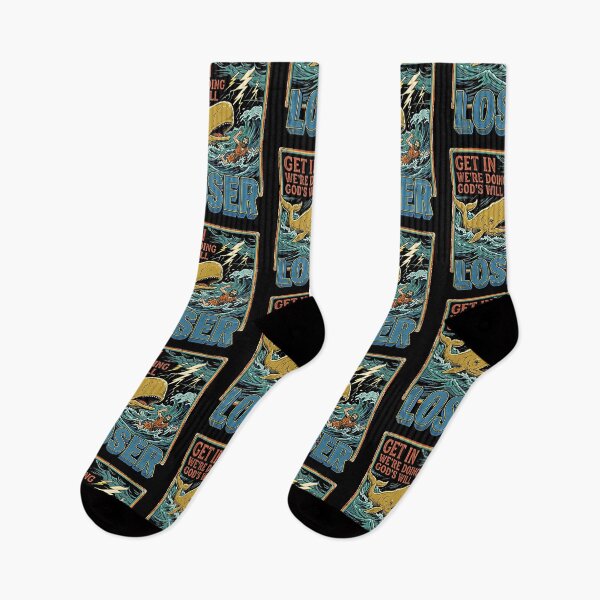 Item preview, Get In Loser We're Doing God's Will Funny Golden Whale Storm Ocean Retro designed and sold by graphixpolash.