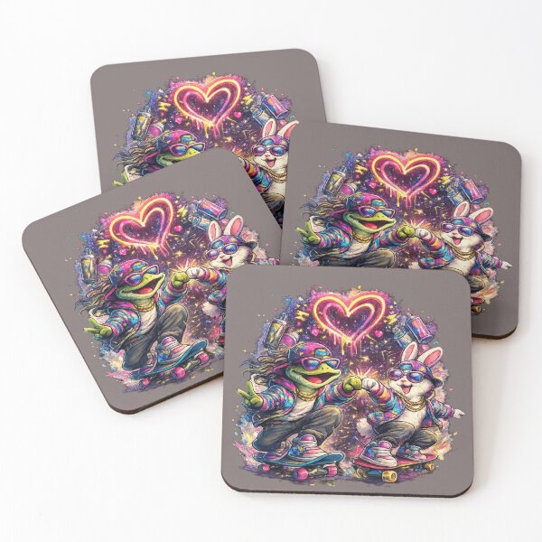 Item preview, Neon Love Skater Animals. designed and sold by Nika Art Studio.