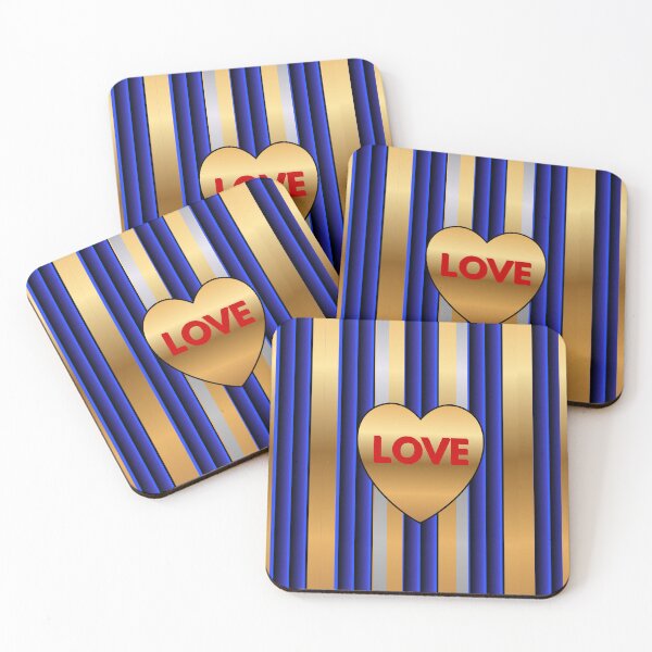 Item preview, Elegant Blue and Gold Ribbed Glass Love Design designed and sold by BELLZINHO - ARTES.