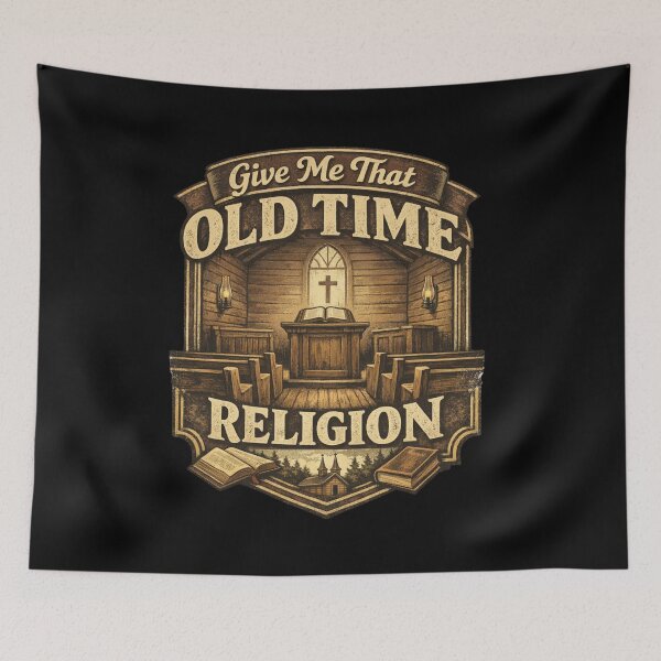 Item preview, Give Me That Old Time Religion Vintage Church Badge Design designed and sold by LanternForge.