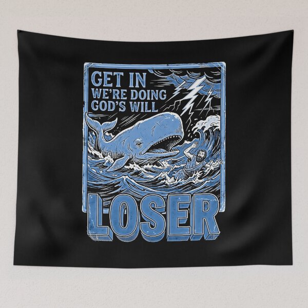 Item preview, Get In Loser We're Doing God's Will Funny Blue Whale Storm Retro  designed and sold by graphixpolash.