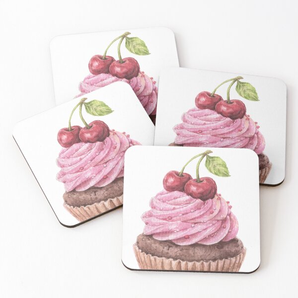 Item preview, Cherry Cupcake Pink Cream Cute Dessert Aesthetic Art designed and sold by AlisaArtDecor.