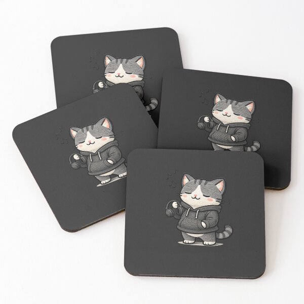 Item preview, Music Vibe Cat Chill Aesthetic | Cute Kawaii Animal Embroidery Style designed and sold by ColorSplash123.
