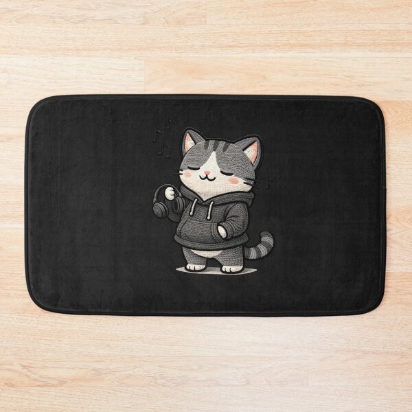 Item preview, Music Vibe Cat Chill Aesthetic | Cute Kawaii Animal Embroidery Style designed and sold by ColorSplash123.