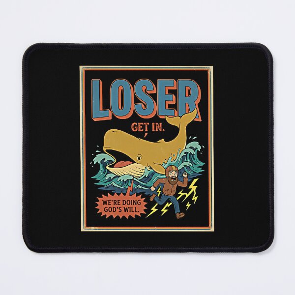 Item preview, Loser Get In We're Doing God's Will Funny Cartoon Whale Lightning Retro designed and sold by graphixpolash.