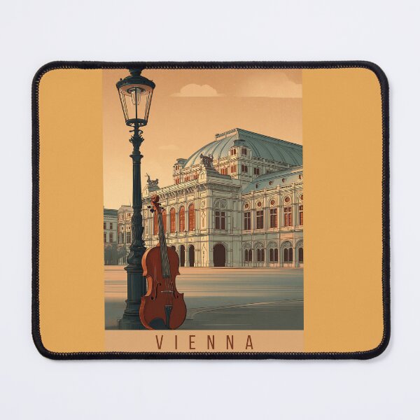 Item preview, Vienna Vintage Travel Poster – State Opera & Violin Art Deco Print designed and sold by BestVarieties.