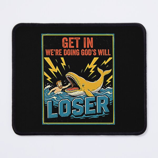 Item preview, Get In Loser We're Doing God's Will Funny Golden Whale Lightning Bolt Retro designed and sold by graphixpolash.