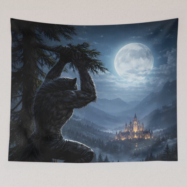 Item preview, Werewolf Moon Night Fantasy Castle Dark Art designed and sold by KnitOfShadoF.