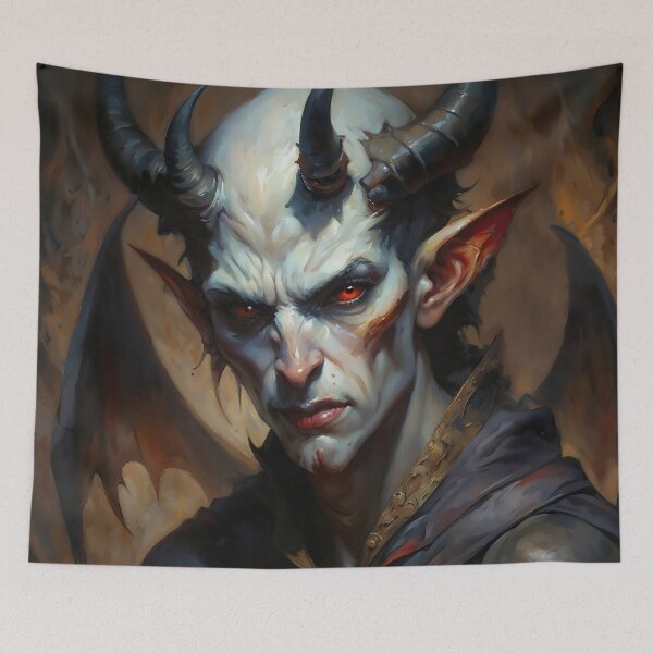 Item preview, Horned Devil Portrait with Bat Wings designed and sold by DarkHolyQueen.