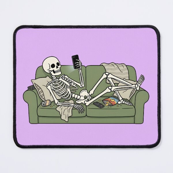 Item preview, Lazy Skeleton Eating Chips Funny T-Shirt, Couch Potato Skeleton Watching Phone, Introvert Humor Design designed and sold by Raw Tigers.