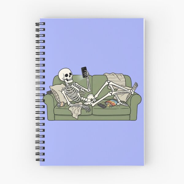 Item preview, Lazy Skeleton Eating Chips Funny T-Shirt, Couch Potato Skeleton Watching Phone, Introvert Humor Design designed and sold by Raw Tigers.
