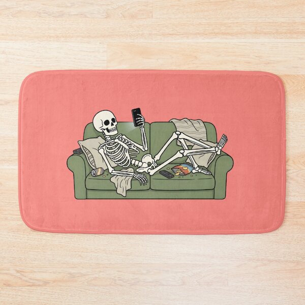 Item preview, Lazy Skeleton Eating Chips Funny T-Shirt, Couch Potato Skeleton Watching Phone, Introvert Humor Design designed and sold by Raw Tigers.