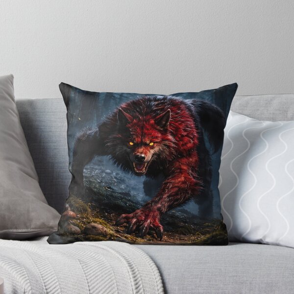 Item preview, Red Werewolf Dark Forest Horror Fantasy Art designed and sold by KnitOfShadoF.