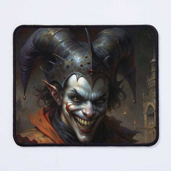 Item preview, Evil King’s Jester Portrait with Horned Cap designed and sold by DarkHolyQueen.