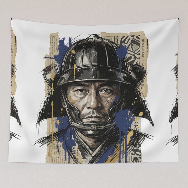 Item preview, Portrait of a Japanese Samurai Warrior with a Kabuto Helmet designed and sold by TaruHonu.