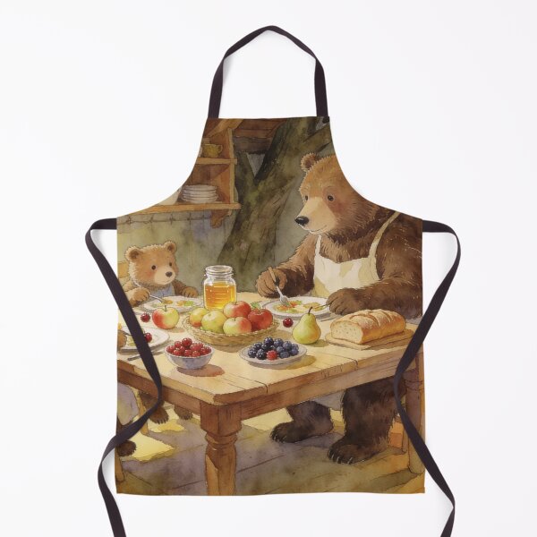 Item preview, Cozy Bear Family Dinner Scenes in Treehouse Kitchen, Whimsical Woodland Wall Art designed and sold by BlareBlare.