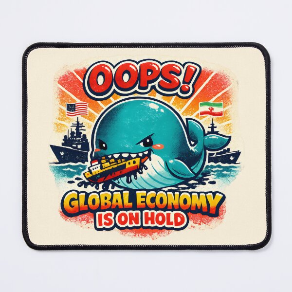 Item preview, Global Economy On Hold International Relations Satirical Cartoon designed and sold by SplashTastic.