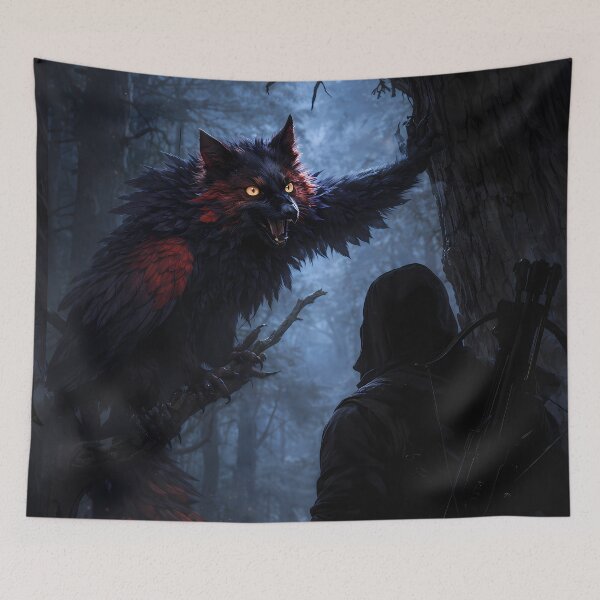 Item preview, Dark Hunter vs Demon Raven Forest Fantasy designed and sold by KnitOfShadoF.