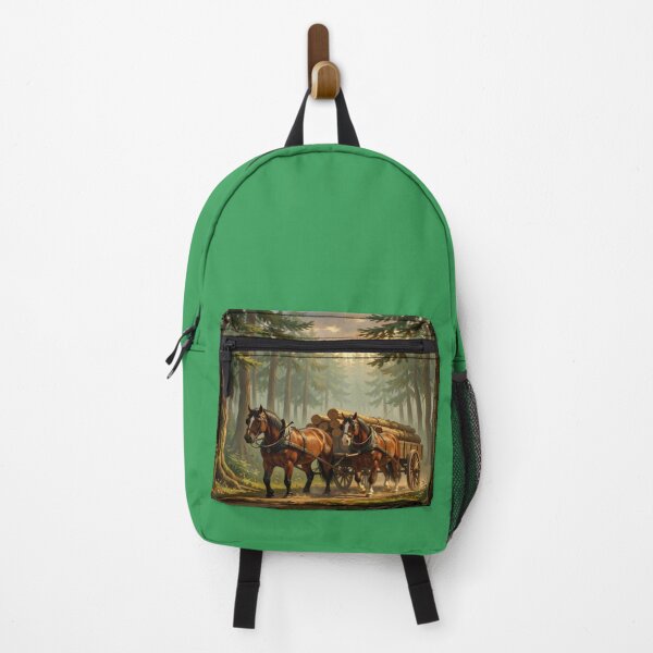 Item preview, Forest Horse Logging – Powerful working horses in the forest, rustic woodland scene designed and sold by FotoworldEdel.