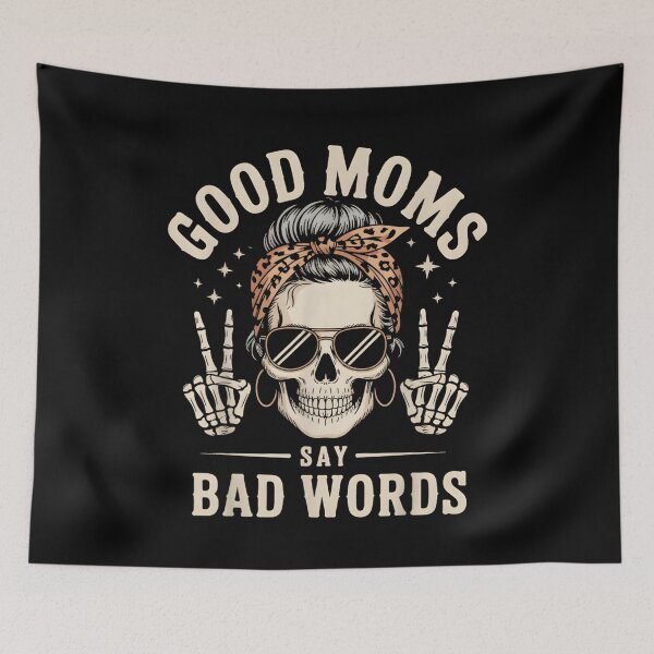 Item preview, Good Moms Say Bad Words Messy Bun Skull Leopard Bandana Motherhood Humor designed and sold by Twindluzz.