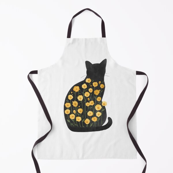 Item preview, Black cat with yellow flowers designed and sold by uunaa.