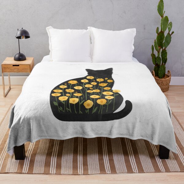 Item preview, Black cat with yellow flowers designed and sold by uunaa.