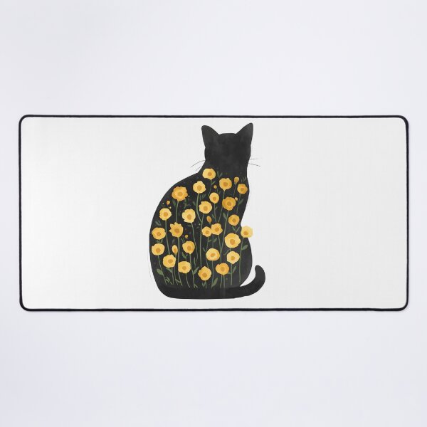 Item preview, Black cat with yellow flowers designed and sold by uunaa.