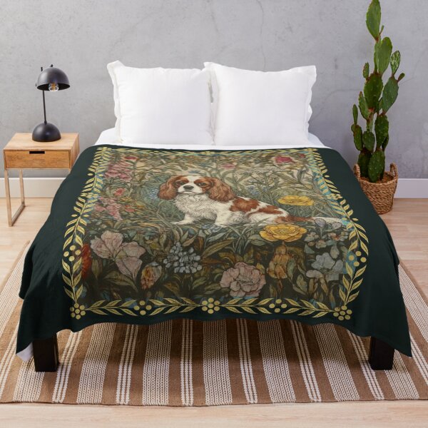 Item preview, Blenheim Cavalier King Charles Spaniel Vintage Floral designed and sold by AntiqueImages.