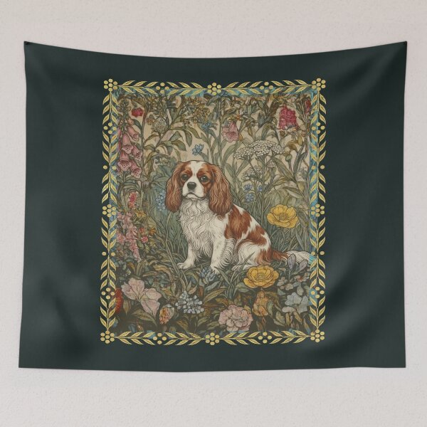 Item preview, Blenheim Cavalier King Charles Spaniel Vintage Floral designed and sold by AntiqueImages.