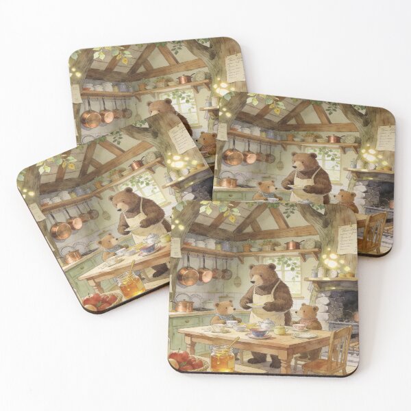 Item preview, Adorable Bear Family Breakfast Scenes, Vintage Style Nursery Art Print designed and sold by BlareBlare.