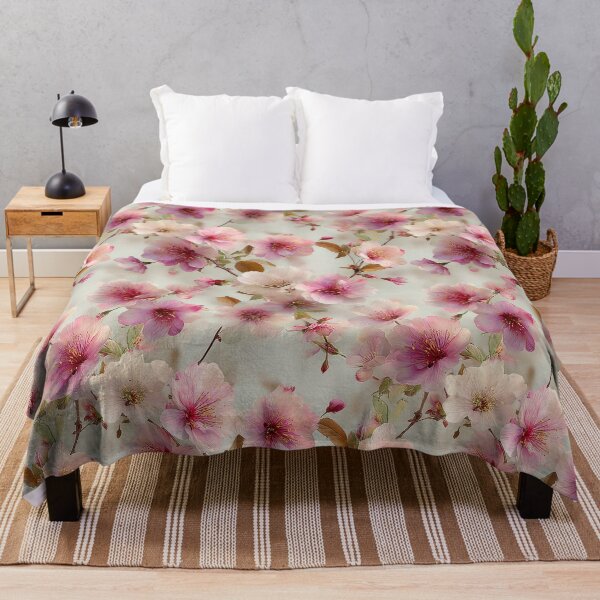 Item preview, Golden Leaf Sakura Delicate Pink Cherry Blossom Pattern designed and sold by Nine Lives Studio.