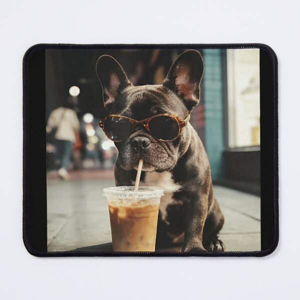 Item preview, Cool Frenchie Wearing Sunglasses Drinking Iced Coffee Aesthetic French Bulldog Puppy Pet Lover designed and sold by StanaLuis.