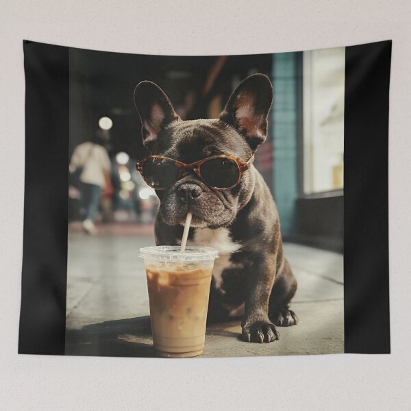 Item preview, Cool Frenchie Wearing Sunglasses Drinking Iced Coffee Aesthetic French Bulldog Puppy Pet Lover designed and sold by StanaLuis.