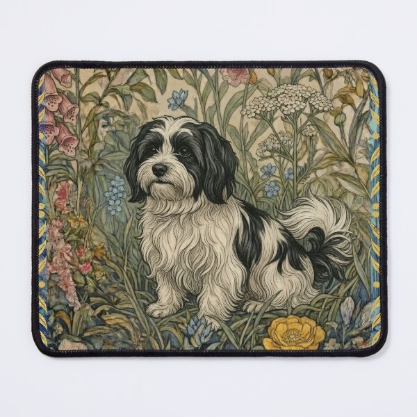 Item preview, Havanese Dog in Old Fashioned English Garden designed and sold by AntiqueImages.