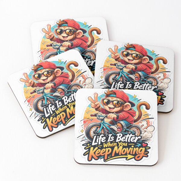 Item preview, Life Is Better When You Keep Moving – Cute Monkey Cycling Sticker | Motivational Cartoon Design designed and sold by ZenGrowth4.