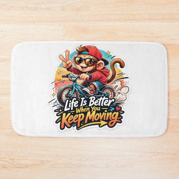Item preview, Life Is Better When You Keep Moving – Cute Monkey Cycling Sticker | Motivational Cartoon Design designed and sold by ZenGrowth4.