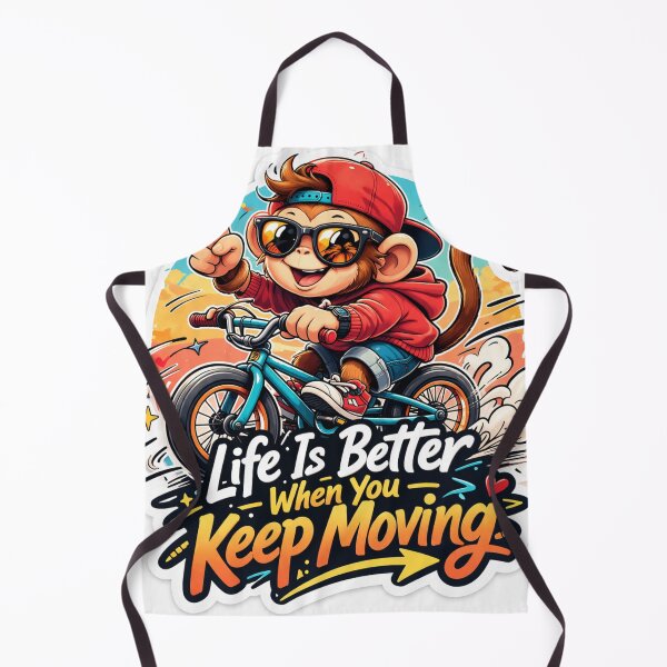 Item preview, Life Is Better When You Keep Moving – Cute Monkey Cycling Sticker | Motivational Cartoon Design designed and sold by ZenGrowth4.