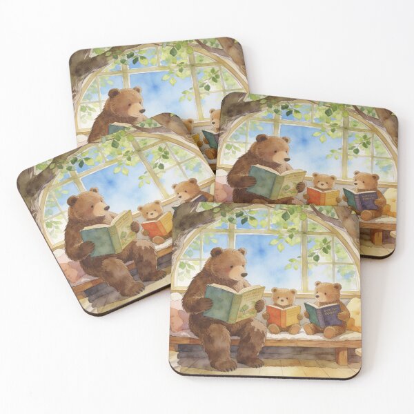 Item preview, Charming Woodland Bears Reading, Cozy Treehouse Living room Illustration Art designed and sold by BlareBlare.