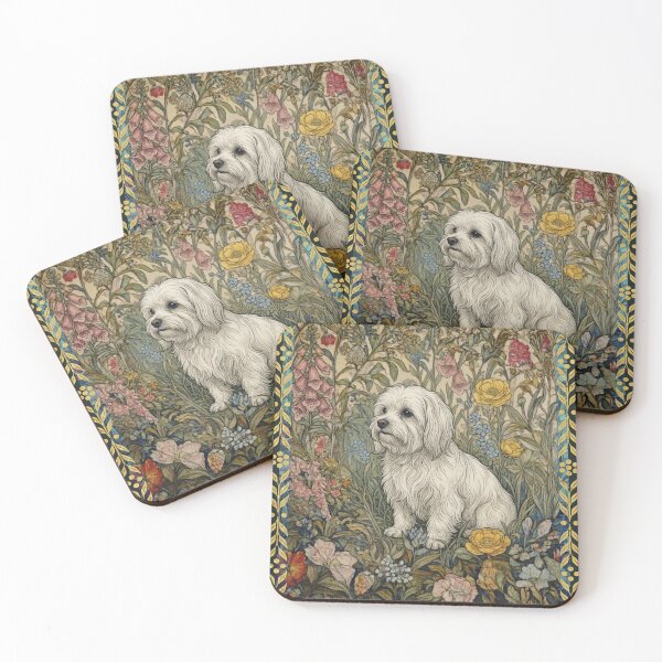 Item preview, Maltese Dog William Morris Cottagecore Floral designed and sold by AntiqueImages.
